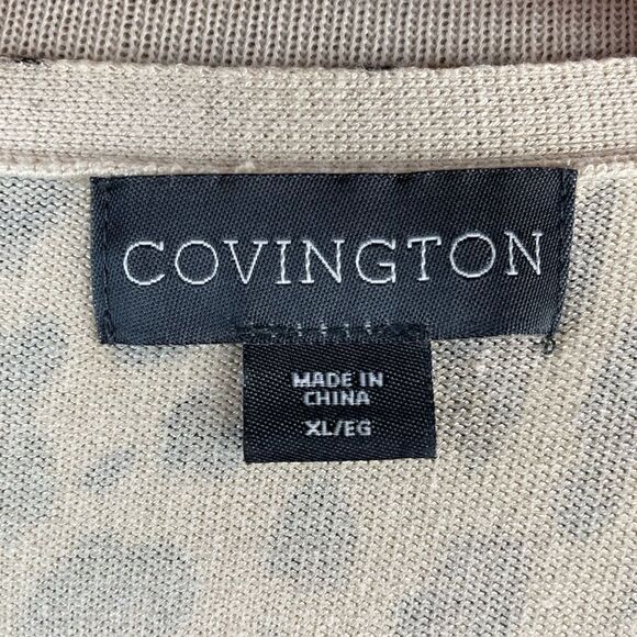 Covington Button Down Leopard Print Cardigan Sweater Top Size XL EUC - Picture 6 of 7